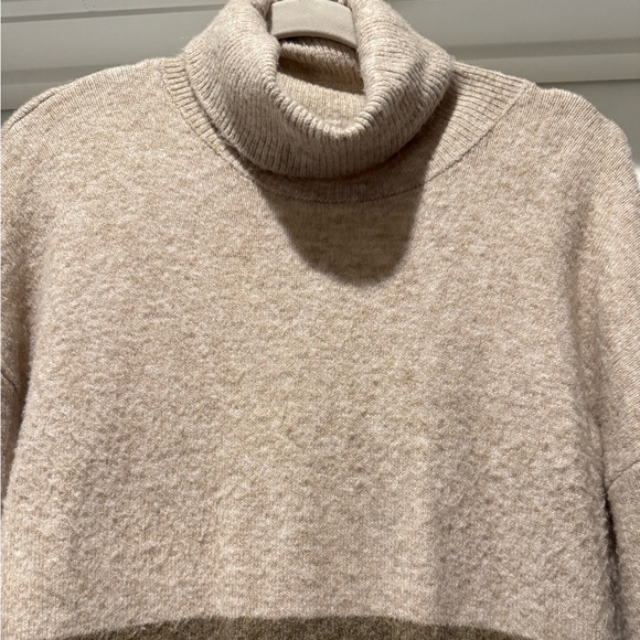 Rachel Zoe Colorblock Turtleneck Sweater Dress Size S | Cozy Fall Neutral Knit - Picture 3 of 12